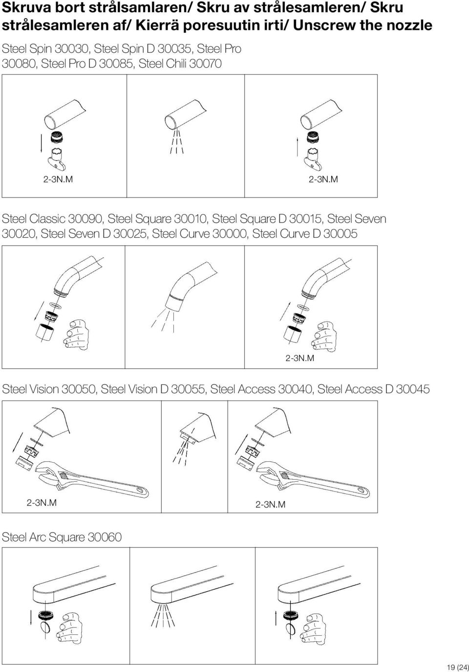 M Steel lassic 30090, Steel Square 30010, Steel Square 30015, Steel Seven 30020, Steel Seven 30025, Steel urve 30000, Steel