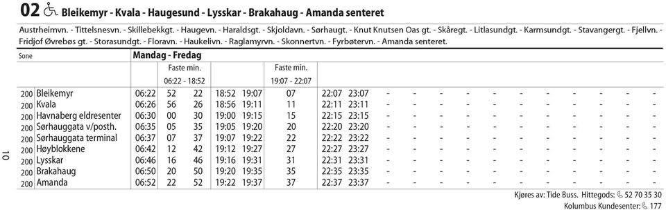 Sone Mandag - Fredag Faste min.