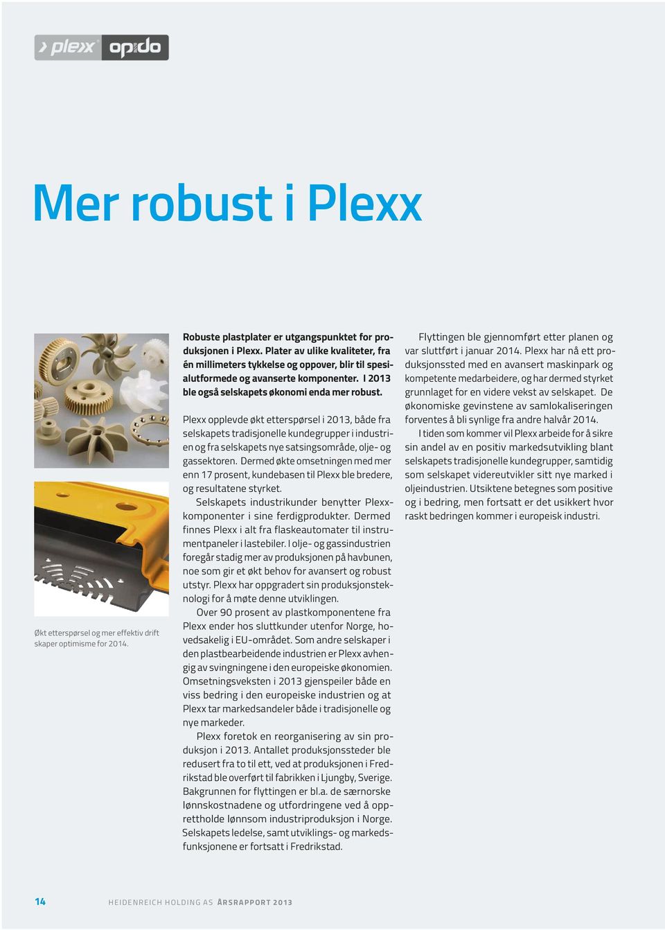 Plexx opplevde økt etterspørsel i 2013, både fra selskapets tradisjonelle kundegrupper i industrien og fra selskapets nye satsingsområde, olje- og gassektoren.