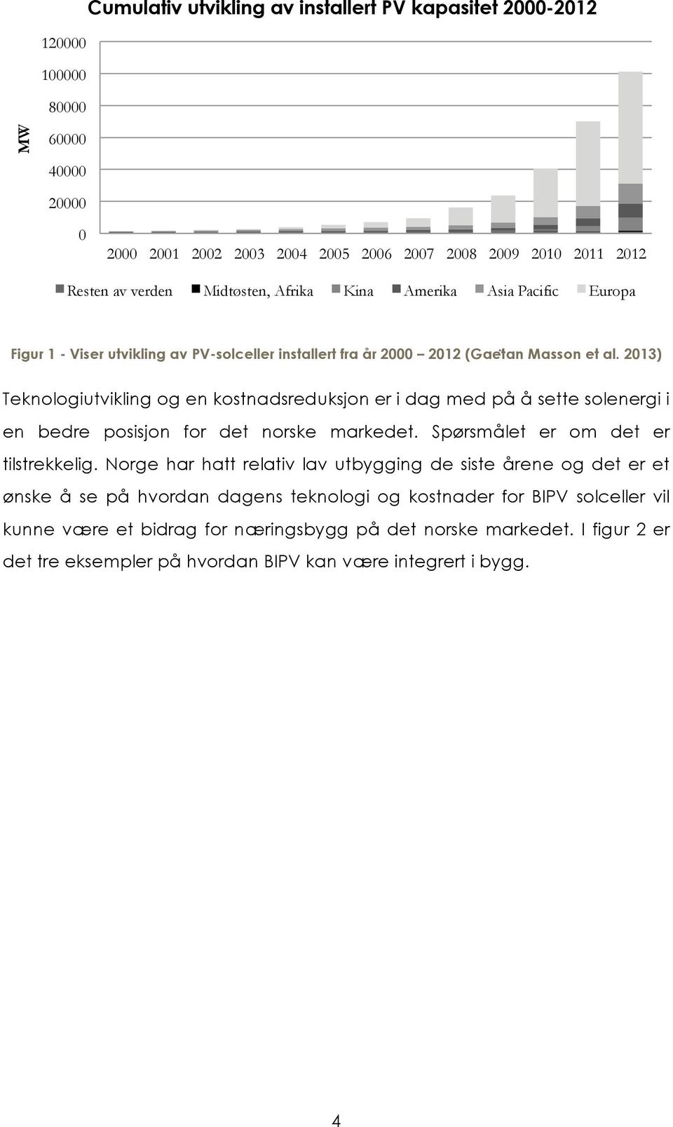 2013) Teknologiutvikling og en kostnadsreduksjon er i dag med på å sette solenergi i en bedre posisjon for det norske markedet. Spørsmålet er om det er tilstrekkelig.