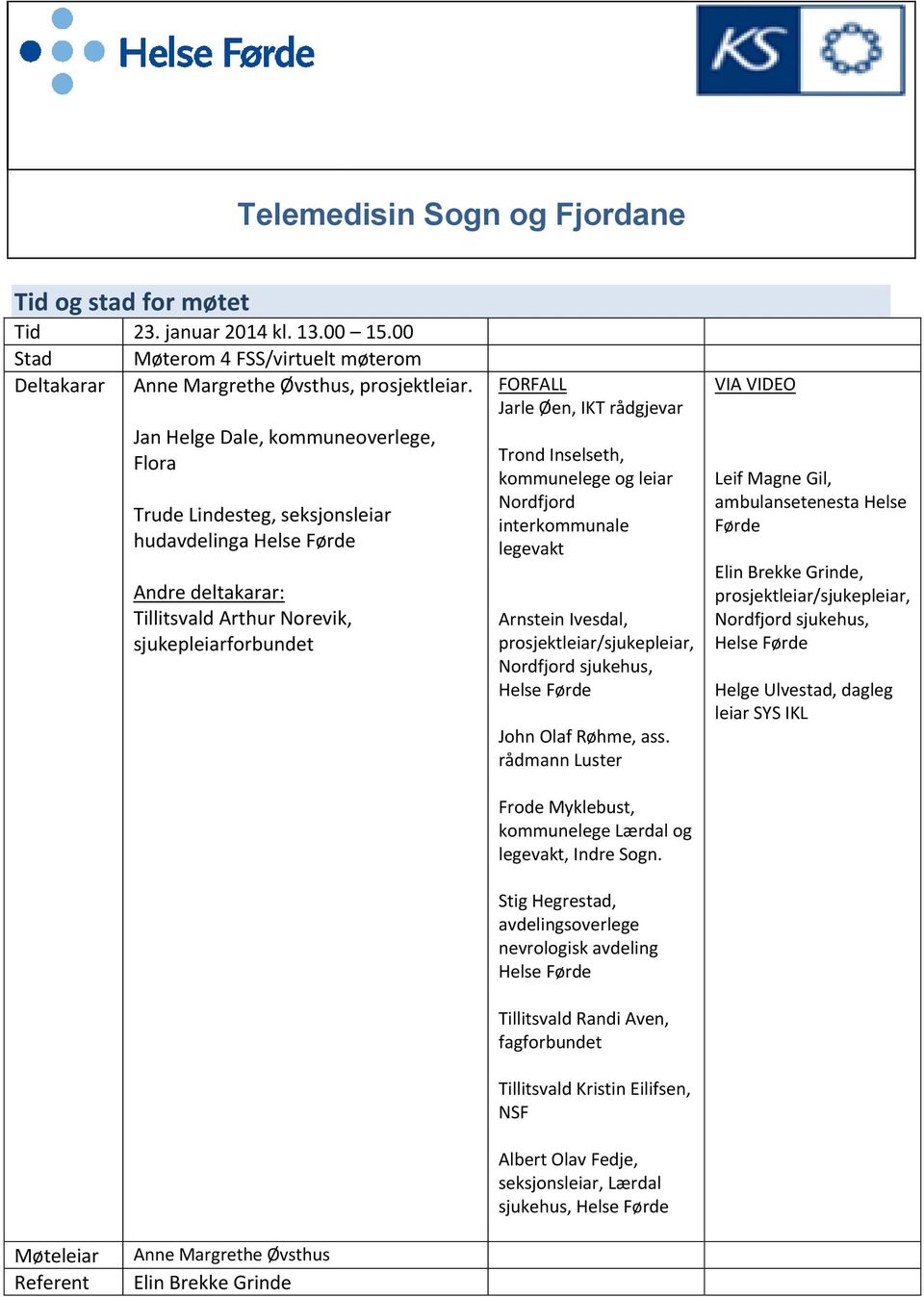 Trond Inselseth, kommunelege og leiar Nordfjord interkommunale legevakt Arnstein Ivesdal, prosjektleiar/sjukepleiar, Nordfjord sjukehus, Helse Førde John Olaf Røhme, ass.