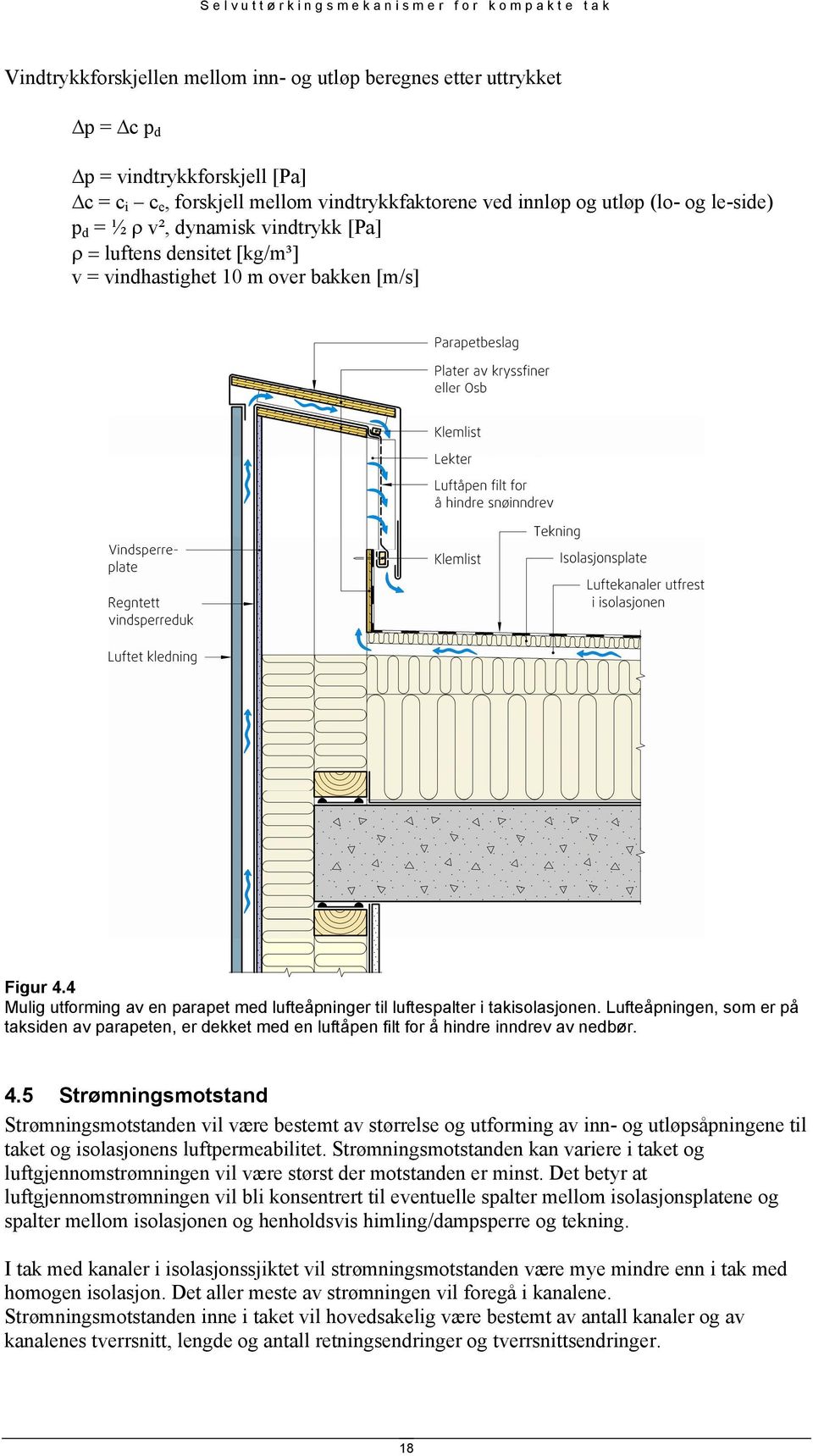 Lufteåpningen, som er på taksiden av parapeten, er dekket med en luftåpen filt for å hindre inndrev av nedbør. 4.