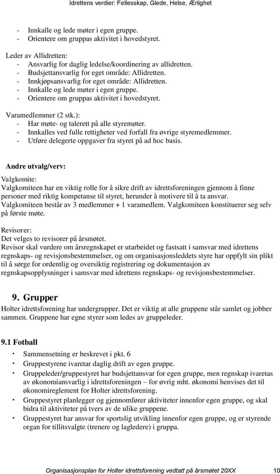 Varamedlemmer (2 stk.): - Har møte- og talerett på alle styremøter. - Innkalles ved fulle rettigheter ved forfall fra øvrige styremedlemmer. - Utføre delegerte oppgaver fra styret på ad hoc basis.