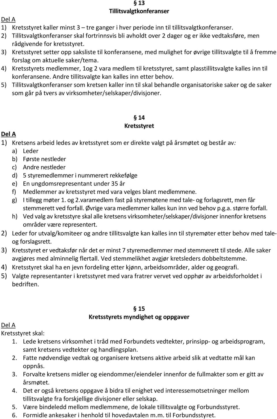 3) Kretsstyret setter opp saksliste til konferansene, med mulighet for øvrige tillitsvalgte til å fremme forslag om aktuelle saker/tema.