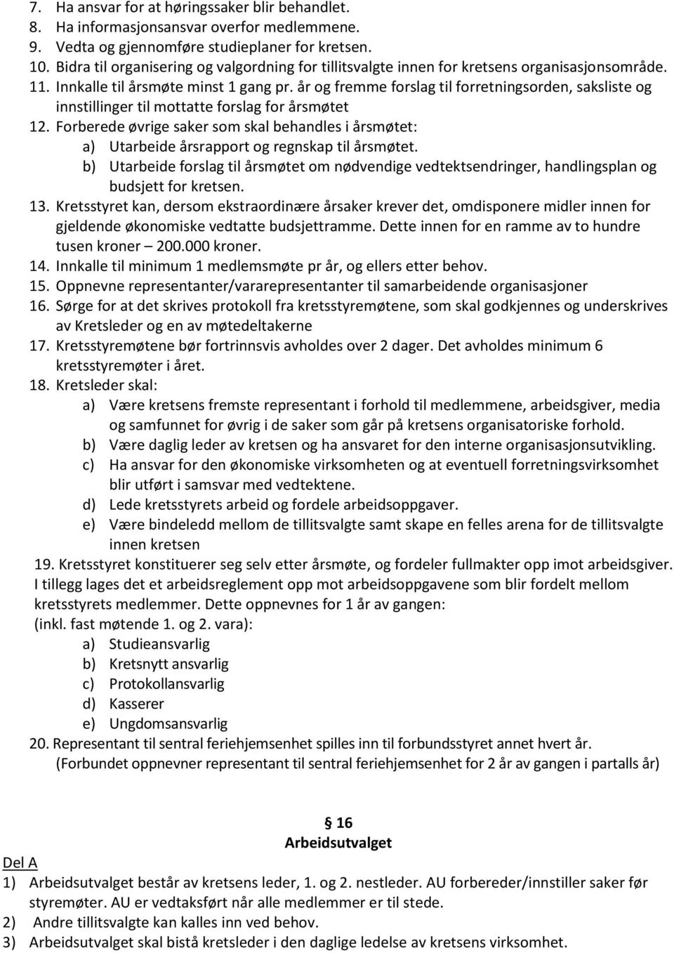 år og fremme forslag til forretningsorden, saksliste og innstillinger til mottatte forslag for årsmøtet 12.