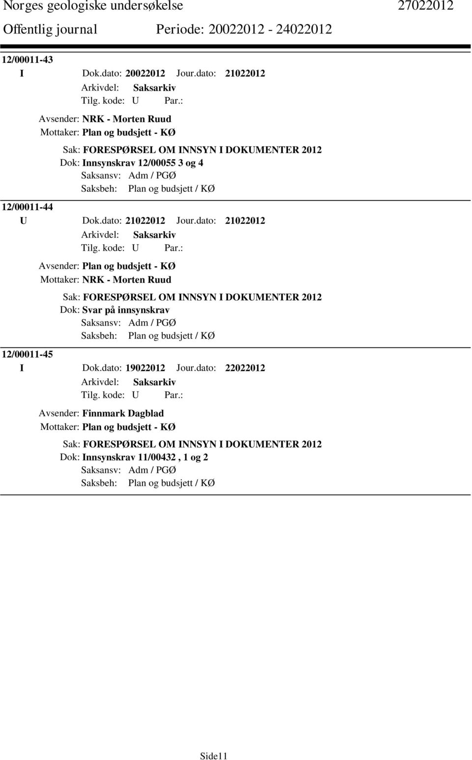 Saksbeh: Plan og budsjett / KØ 12/00011-44 U Dok.dato: 21022012 Jour.