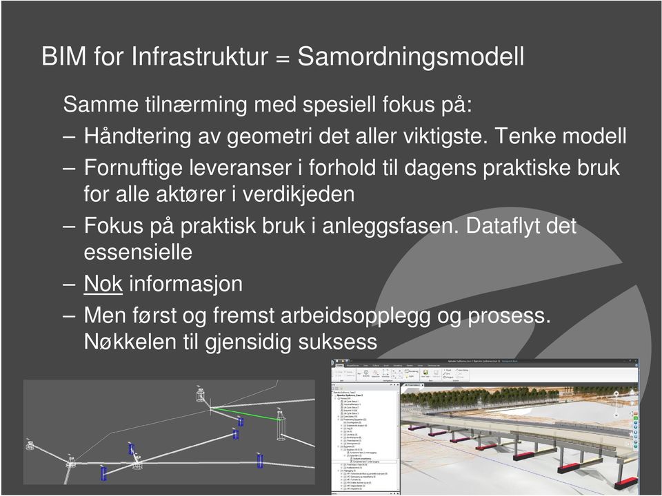 Tenke modell Fornuftige leveranser i forhold til dagens praktiske bruk for alle aktører i