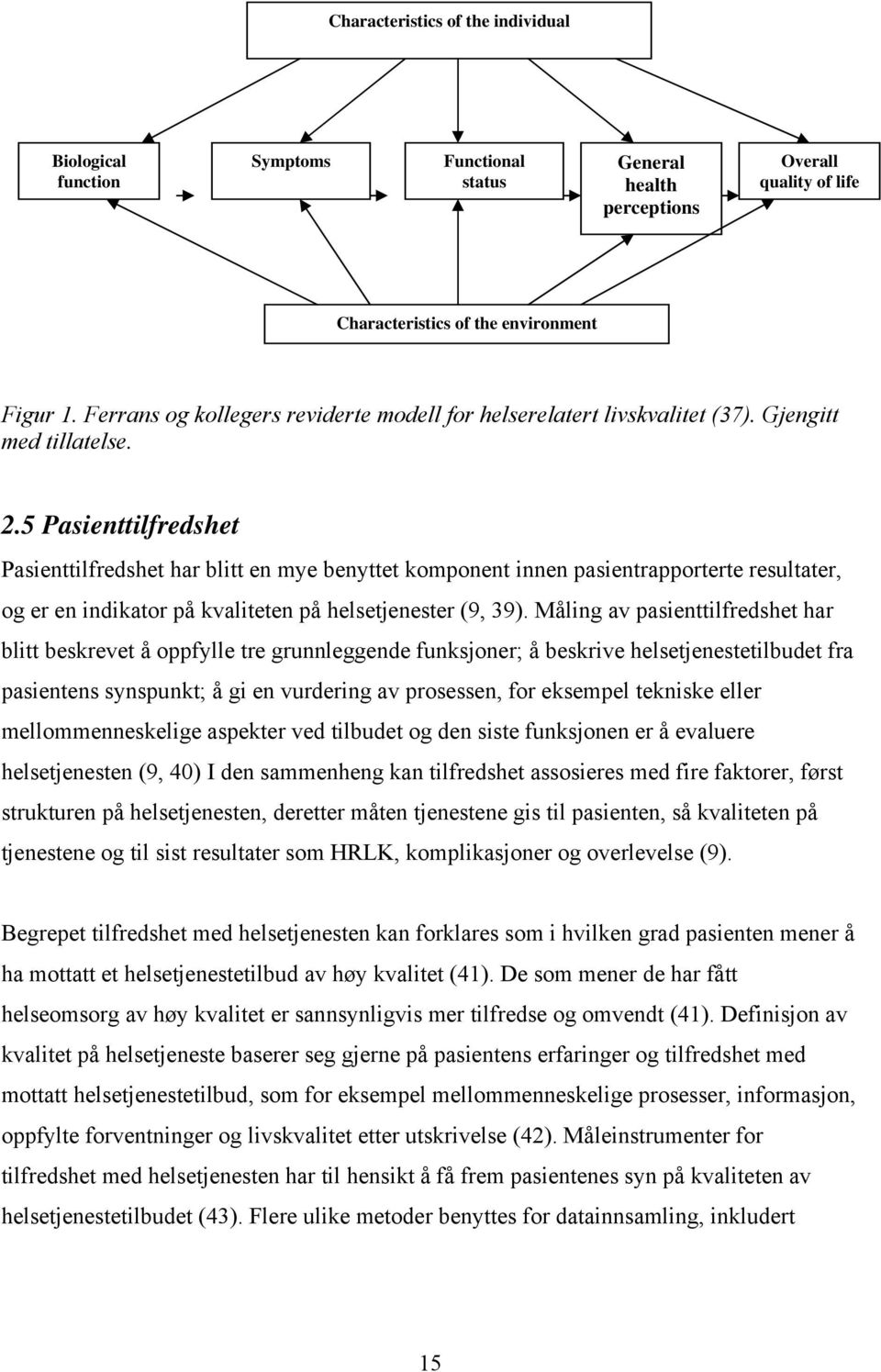 5 Pasiettilfredshet Pasiettilfredshet har blitt e mye beyttet kompoet ie pasietrapporterte resultater, og er e idikator på kvalitete på helsetjeester (9, 39).