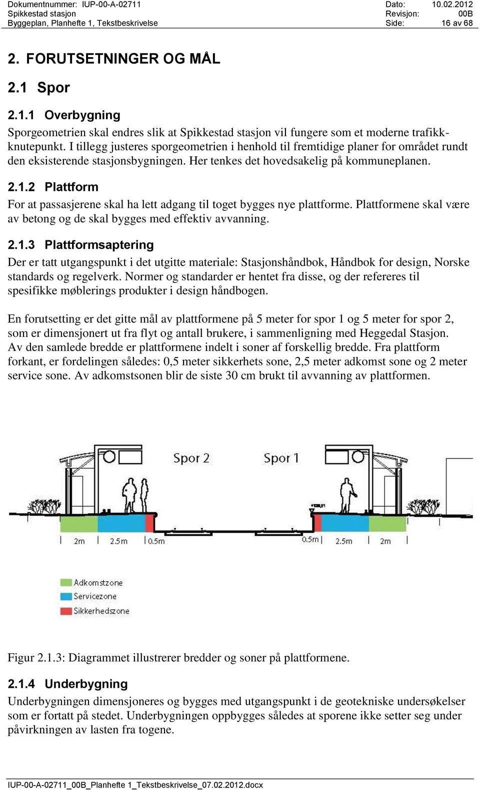 2 Plattform For at passasjerene skal ha lett adgang til toget bygges nye plattforme. Plattformene skal være av betong og de skal bygges med effektiv avvanning. 2.1.