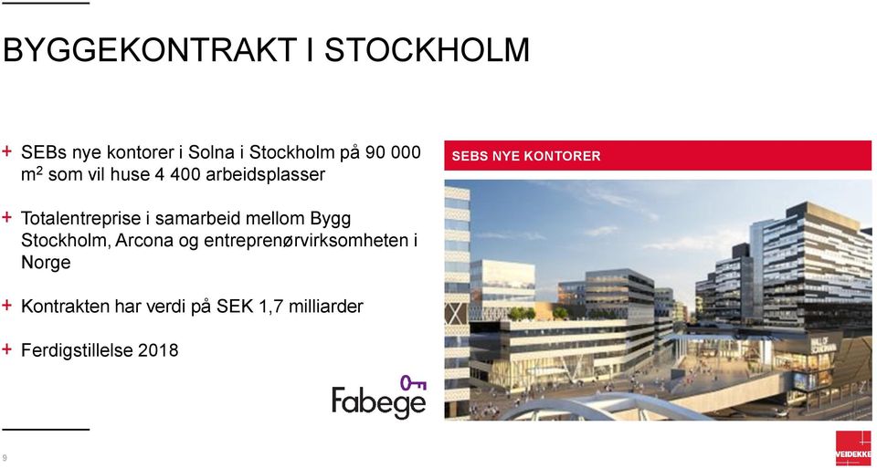 Totalentreprise i samarbeid mellom Bygg Stockholm, Arcona og