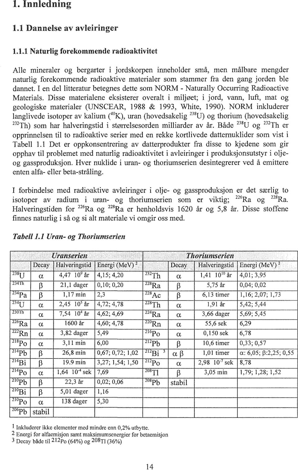 dannet. I en del litteratur betegnes dette som NORM - Naturally Occurring Radioactive Materials.