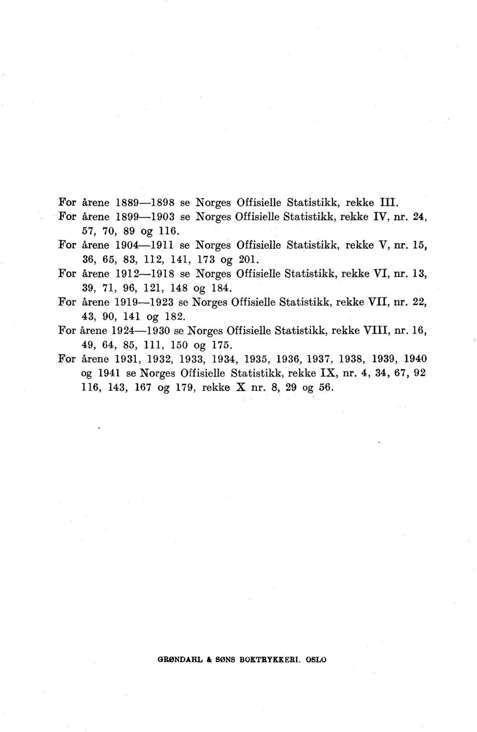 , 9, 7, 9,, 8 og 8. For årene 99-9 se Norges Offisielle Statistikk, rekke VII, mi.,, 9, og 8.