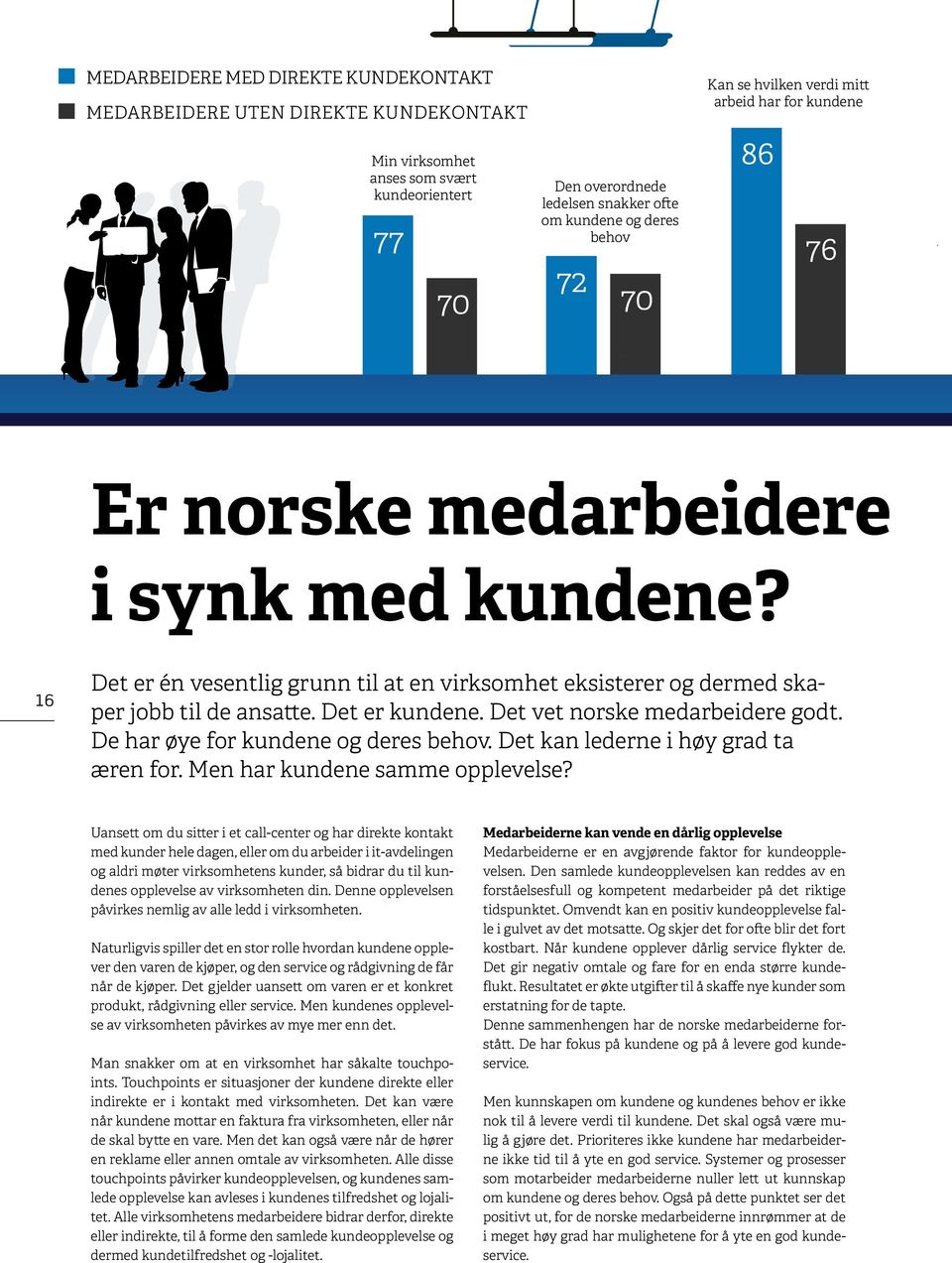 Det er kundene. Det vet norske medarbeidere godt. De har øye for kundene og deres behov. Det kan lederne i høy grad ta æren for. Men har kundene samme opplevelse?