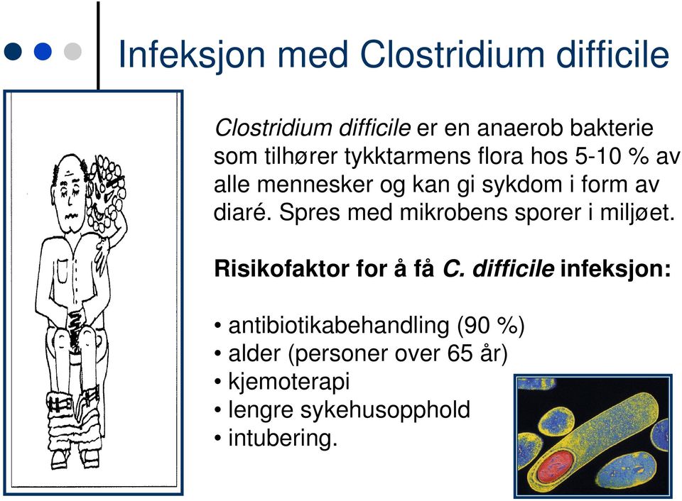 Spres med mikrobens sporer i miljøet. Risikofaktor for å få C.