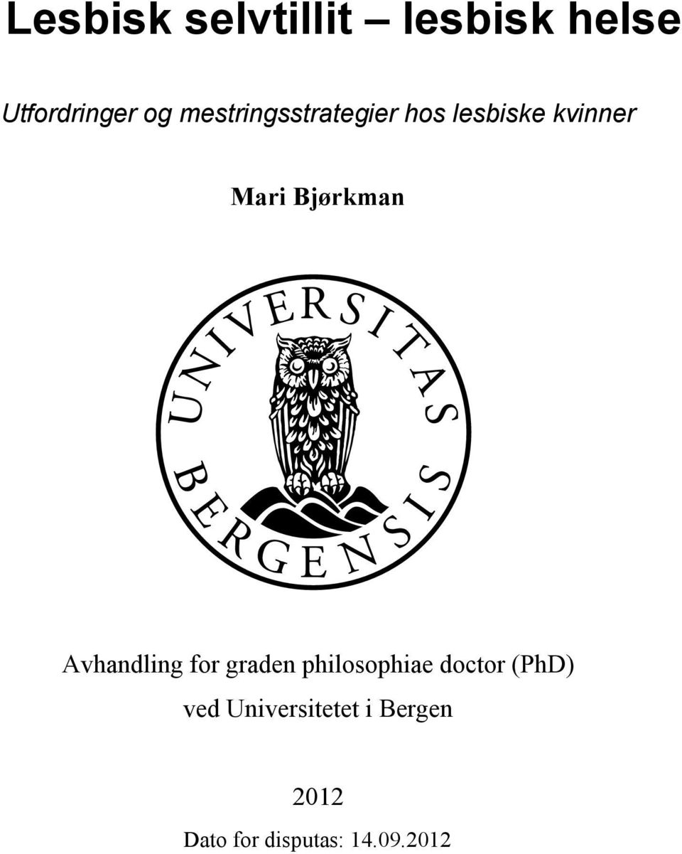 Bjørkman Avhandling for graden philosophiae doctor