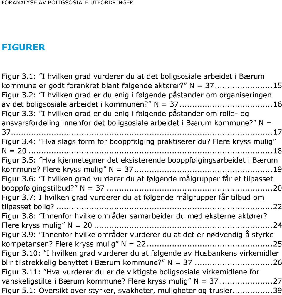 3: I hvilken grad er du enig i følgende påstander om rolle- og ansvarsfordeling innenfor det boligsosiale arbeidet i Bærum kommune? N = 37... 17 Figur 3.