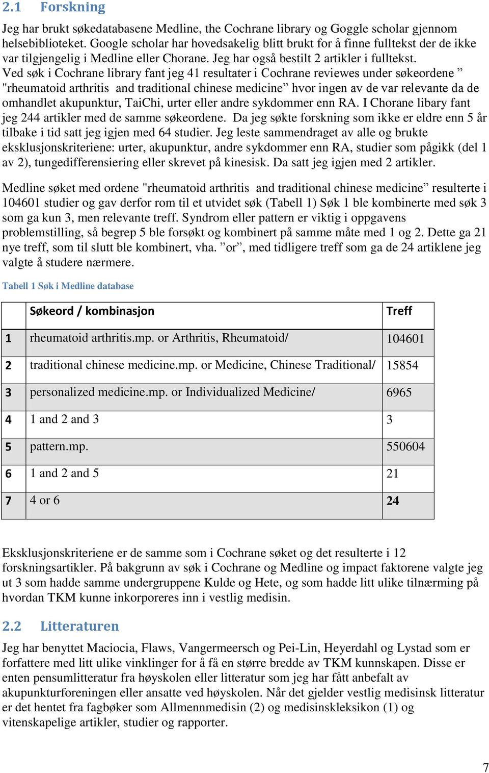 Ved søk i Cochrane library fant jeg 41 resultater i Cochrane reviewes under søkeordene "rheumatoid arthritis and traditional chinese medicine hvor ingen av de var relevante da de omhandlet