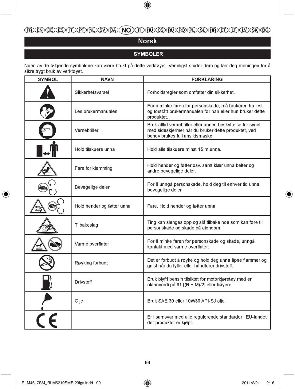 For å minke faren for personskade, må brukeren ha lest og forstått brukermanualen før han eller hun bruker dette produktet.