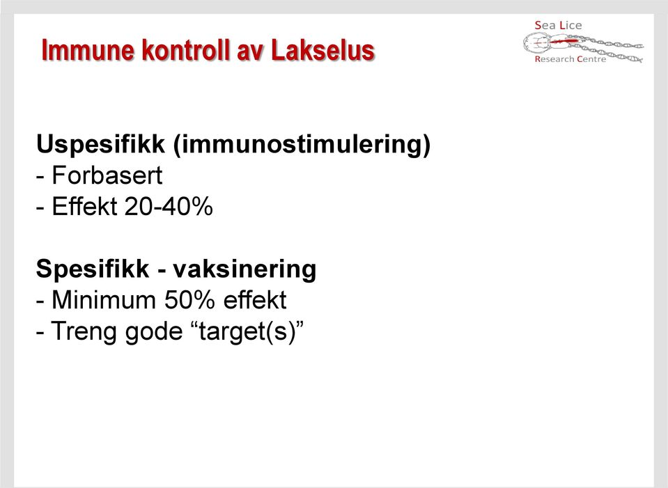 Effekt 20-40% Spesifikk - vaksinering