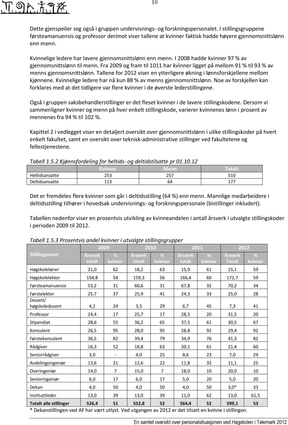 I 2008 hadde kvinner 97 % av gjennomsnittslønn til menn. Fra 2009 og fram til 1011 har kvinner ligget på mellom 91 % til 93 % av menns gjennomsnittslønn.