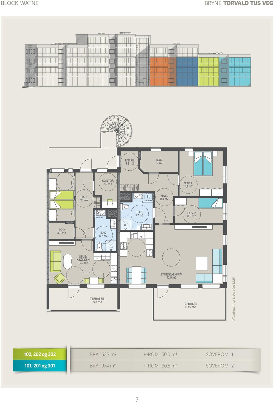 2 8,9 m2 19,2 m2 19,2 m2 42,0 m2 16,4v m2 Plantegning størrelse