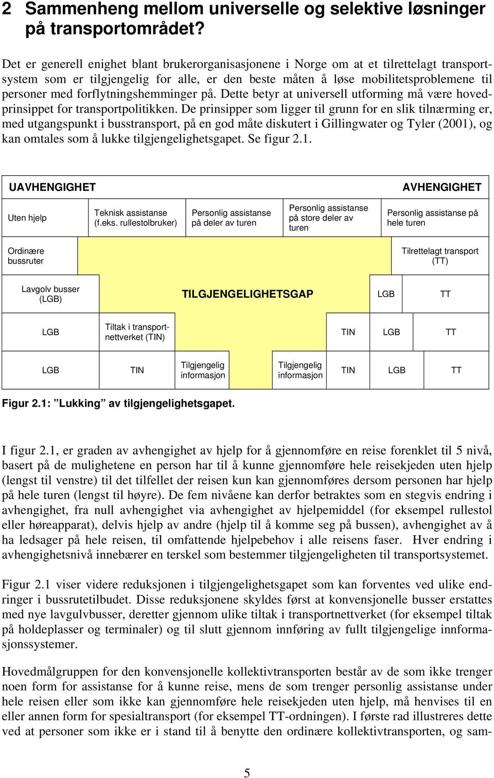 forflytningshemminger på. Dette betyr at universell utforming må være hovedprinsippet for transportpolitikken.