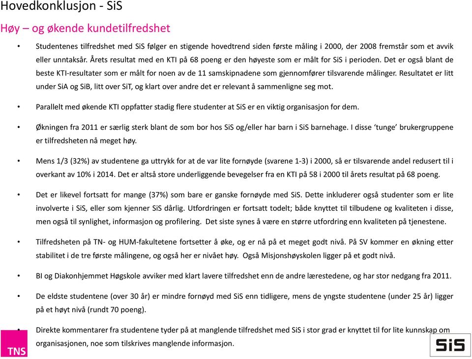 Det er også blant de beste KTI-resultater som er målt for noen av de 11 samskipnadene som gjennomfører tilsvarende målinger.