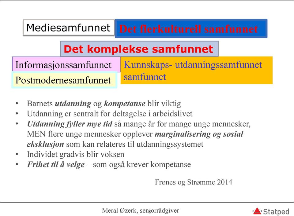 Utdanning fyller mye tid så mange år for mange unge mennesker, MEN flere unge mennesker opplever marginalisering og sosial