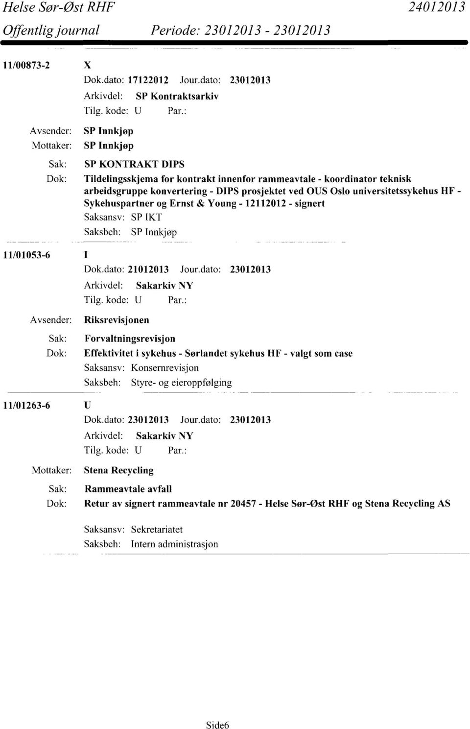 universitetssykehus HF - Sykehuspartner og Ernst & Young - 12112012 - signert SP IKT 11/01053-6 Dok.dato: 21012013 Jour.