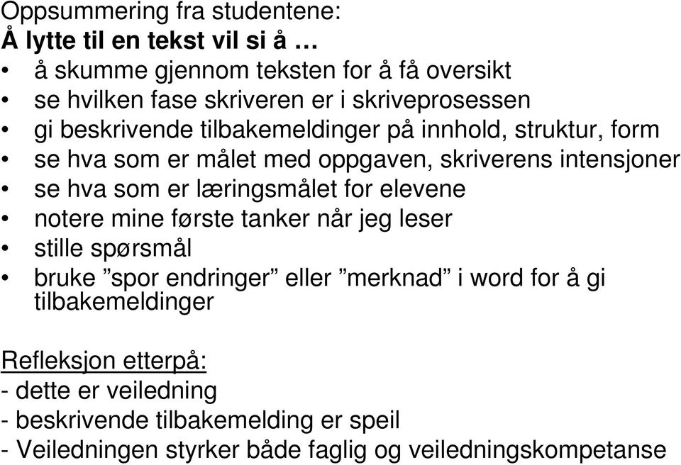 som er læringsmålet for elevene notere mine første tanker når jeg leser stille spørsmål bruke spor endringer eller merknad i word for å gi