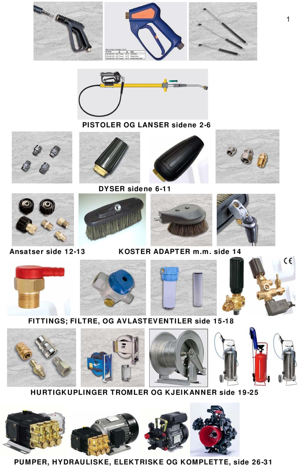 m. side 14 FITTINGS; FILTRE, OG AVLASTEVENTILER side 15-18