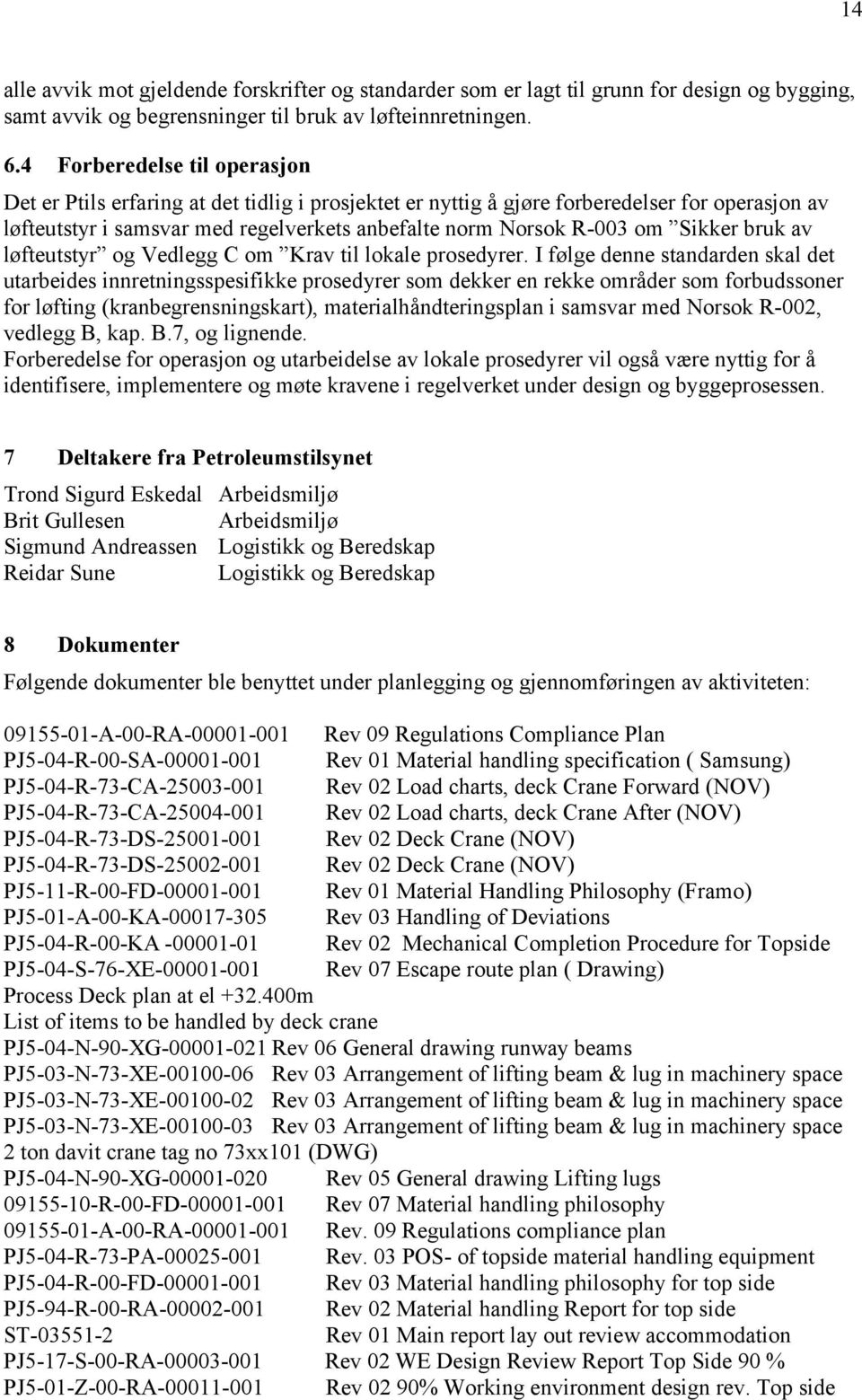 Sikker bruk av løfteutstyr og Vedlegg C om Krav til lokale prosedyrer.