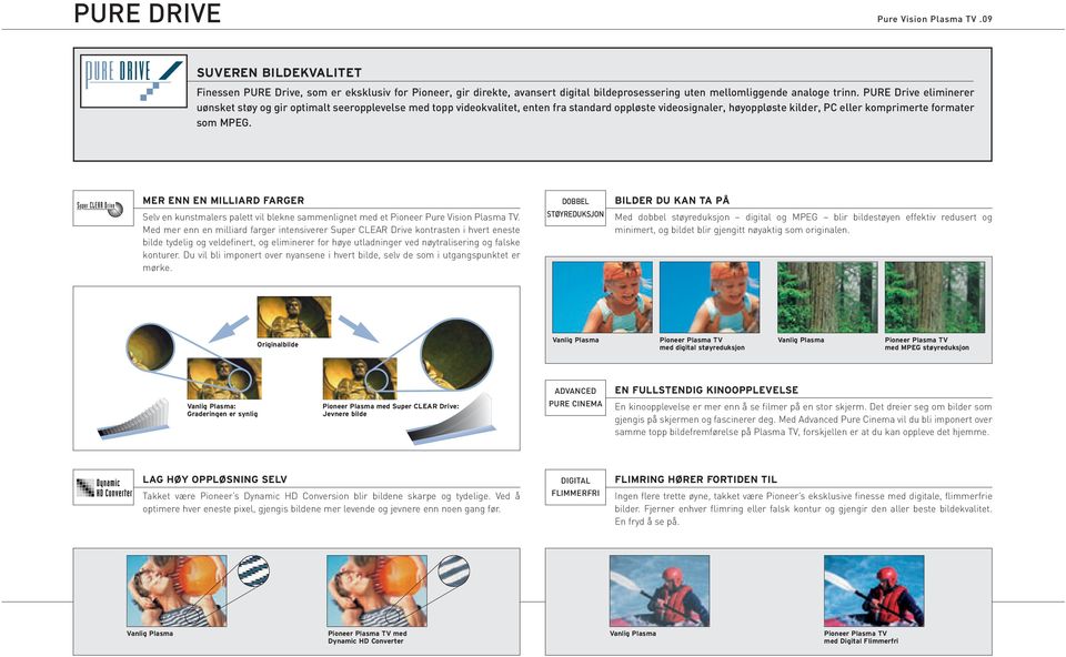 MER ENN EN MILLIARD FARGER Selv en kunstmalers palett vil blekne sammenlignet med et Pioneer Pure Vision Plasma TV.