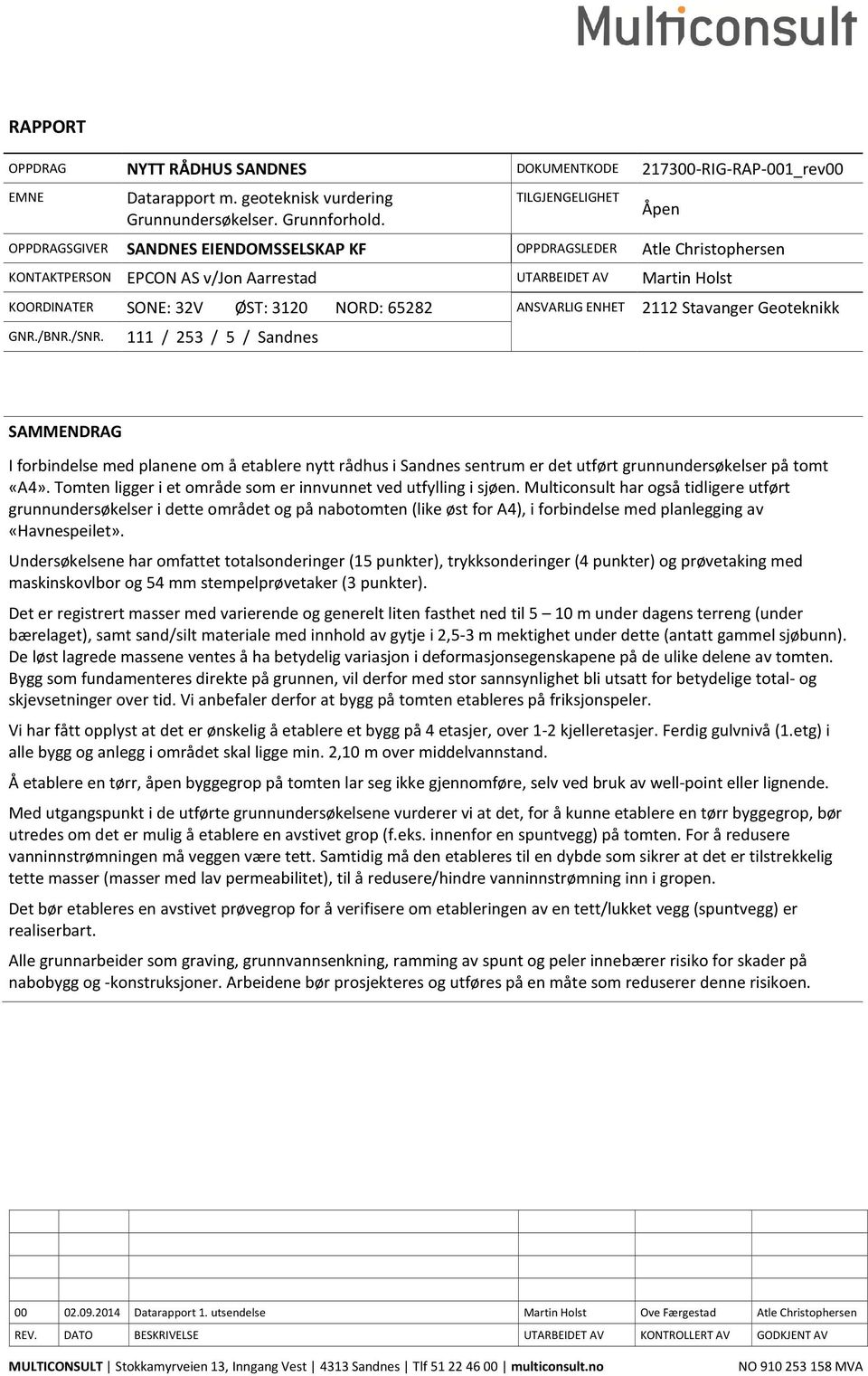 6282 ANSVARLIG ENHET 2112 Stavanger Geoteknikk GNR./BNR./SNR.