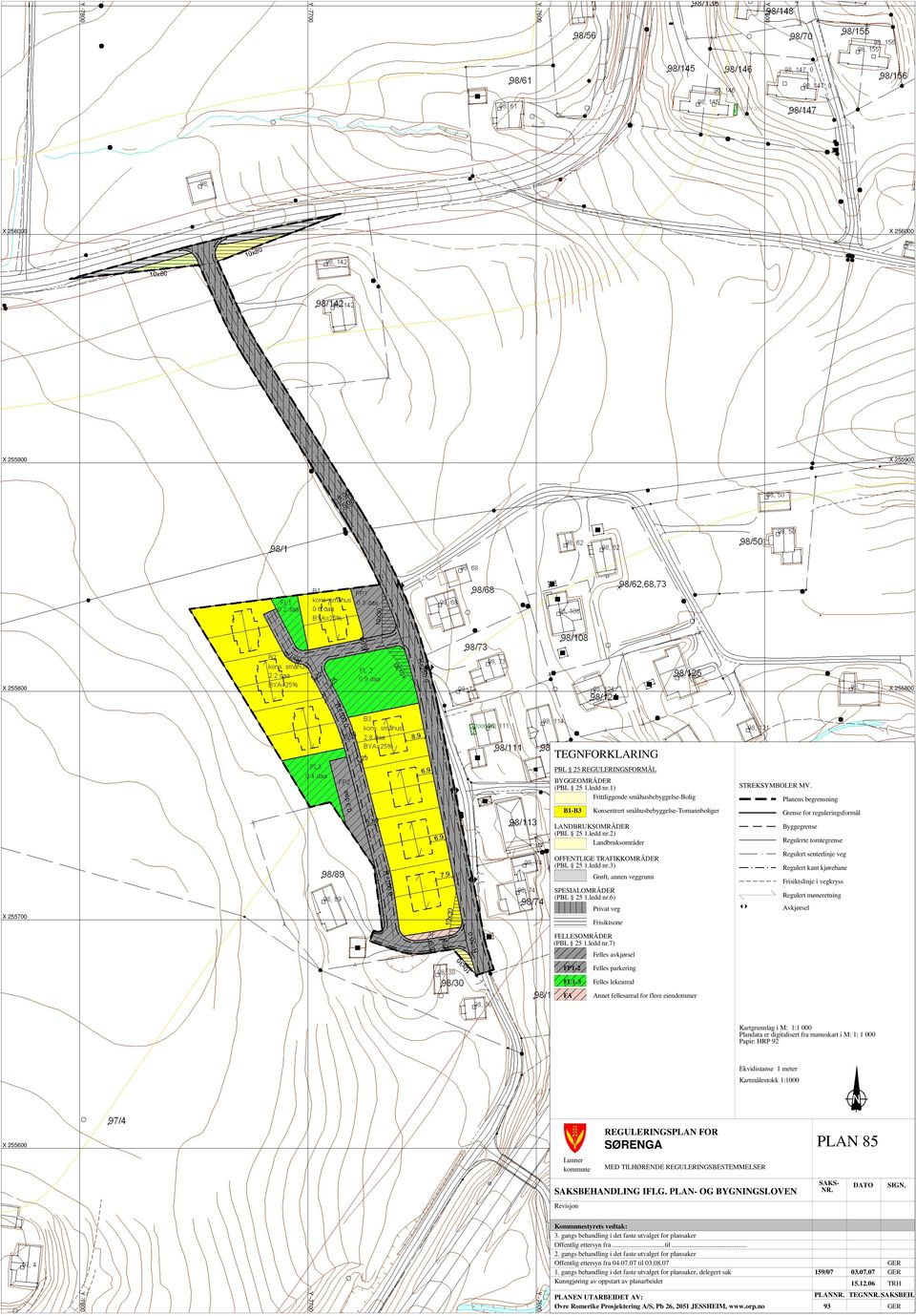 2) Landbruksområder OFFENTLIGE TRAFIKKOMRÅDER (PBL 25 1.ledd nr.3) SPESIALOMRÅDER (PBL 25 1.ledd nr.6) Grøft, annen veggrunn Privat veg Avkjørsel X 255700 X 255700 Frisiktsone FELLESOMRÅDER (PBL 25 1.