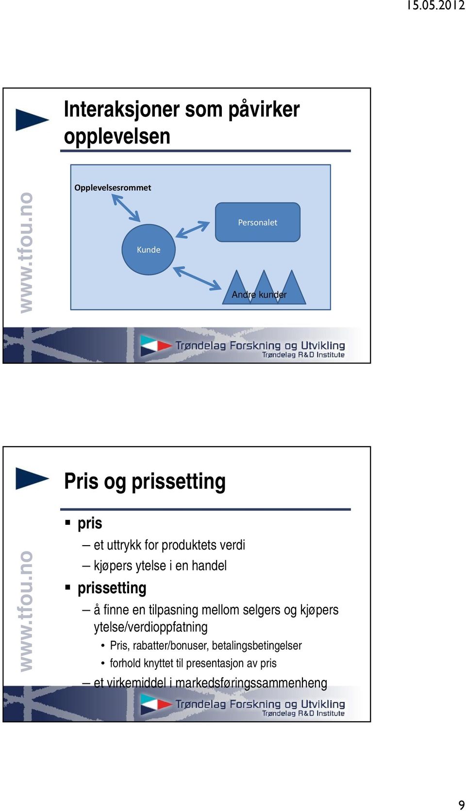 en tilpasning mellom selgers og kjøpers ytelse/verdioppfatning Pris, rabatter/bonuser,