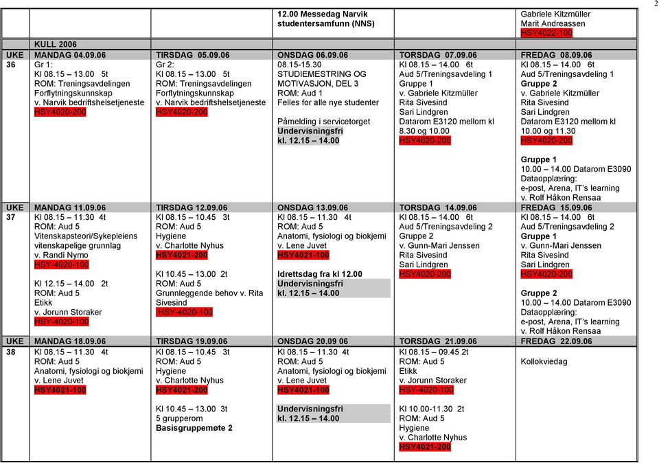 30 STUDIEMESTRING OG MOTIVASJON, DEL 3 ROM: Aud 1 Felles for alle nye studenter Påmelding i servicetorget Aud 5/Treningsavdeling 1 v. Gabriele Kitzmüller Datarom E3120 mellom kl 8.30 og 10.