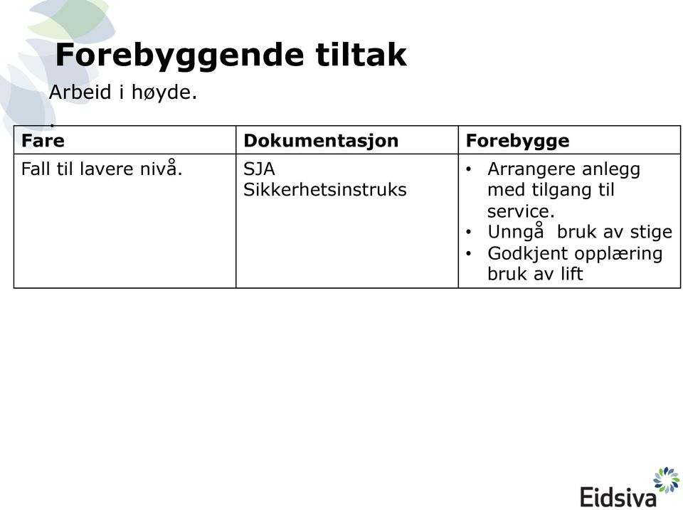 SJA Sikkerhetsinstruks Arrangere anlegg med