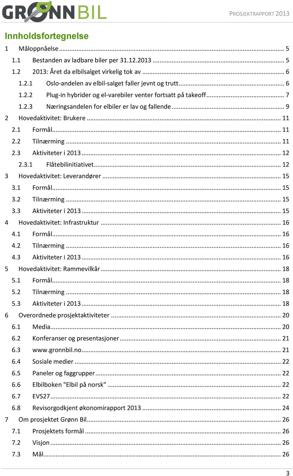 .. 11 2.3 Aktiviteter i 2013... 12 2.3.1 Flåtebilinitiativet... 12 3 Hovedaktivitet: Leverandører... 15 3.1 Formål... 15 3.2 Tilnærming... 15 3.3 Aktiviteter i 2013... 15 4 Hovedaktivitet: Infrastruktur.