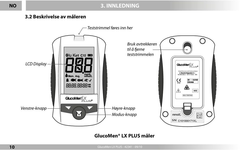 fjerne teststrimmelen LCD Display lood Glucose and ß-ketone Meter Blood Glucose