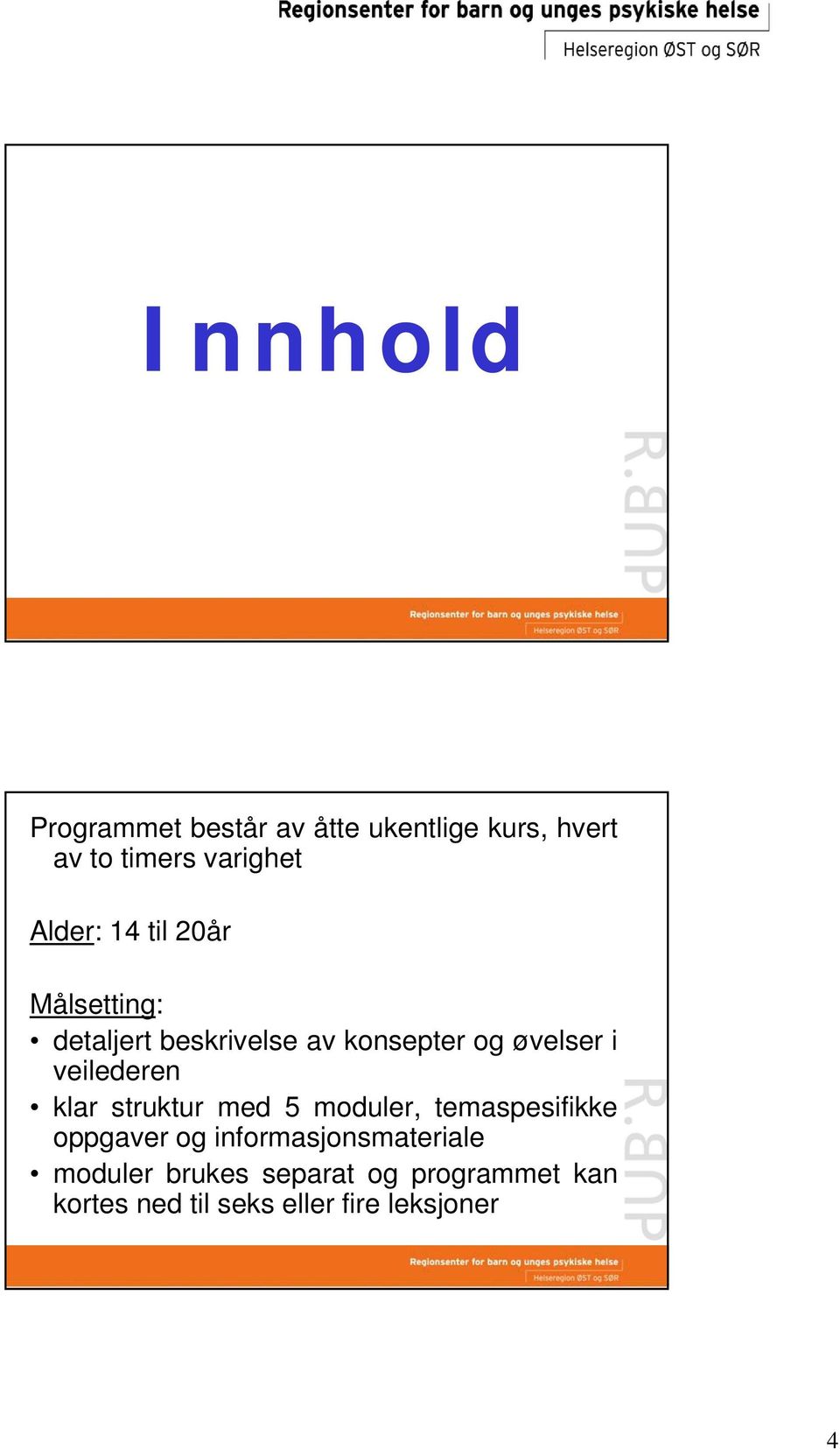 veilederen klar struktur med 5 moduler, temaspesifikke oppgaver og