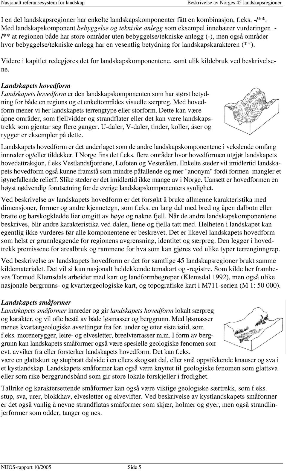 bebyggelse/tekniske anlegg har en vesentlig betydning for landskapskarakteren (**). Videre i kapitlet redegjøres det for landskapskomponentene, samt ulik kildebruk ved beskrivelsene.