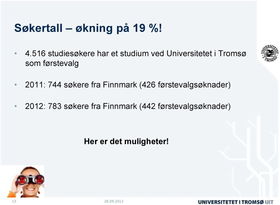 som førstevalg 2011: 744 søkere fra Finnmark (426
