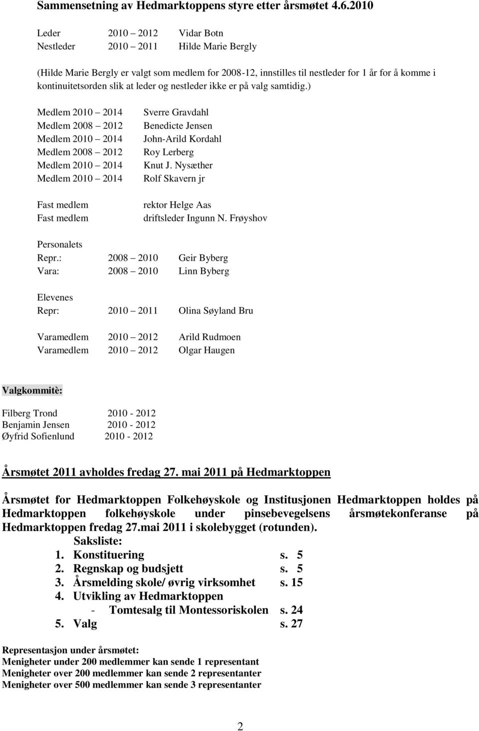 leder og nestleder ikke er på valg samtidig.