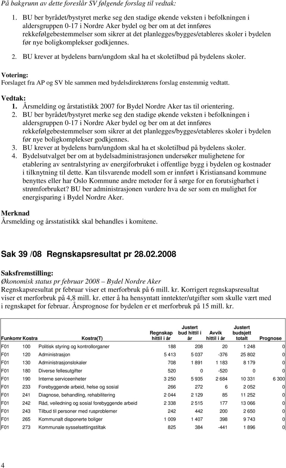 planlegges/bygges/etableres skoler i bydelen før nye boligkomplekser godkjennes. 2. BU krever at bydelens barn/ungdom skal ha et skoletilbud på bydelens skoler.