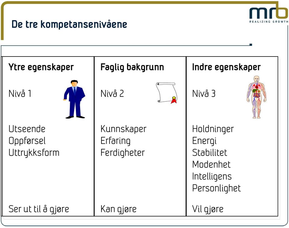 Ser ut til å gjøre Kunnskaper Erfaring Ferdigheter Kan gjøre