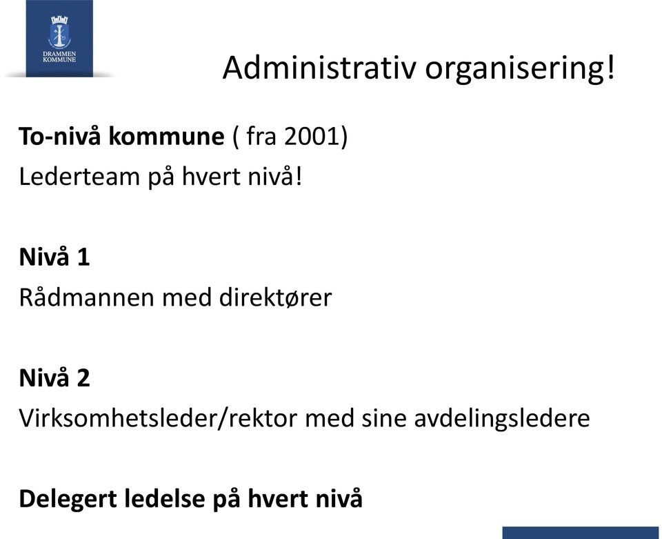 Nivå 1 Rådmannen med direktører Nivå 2