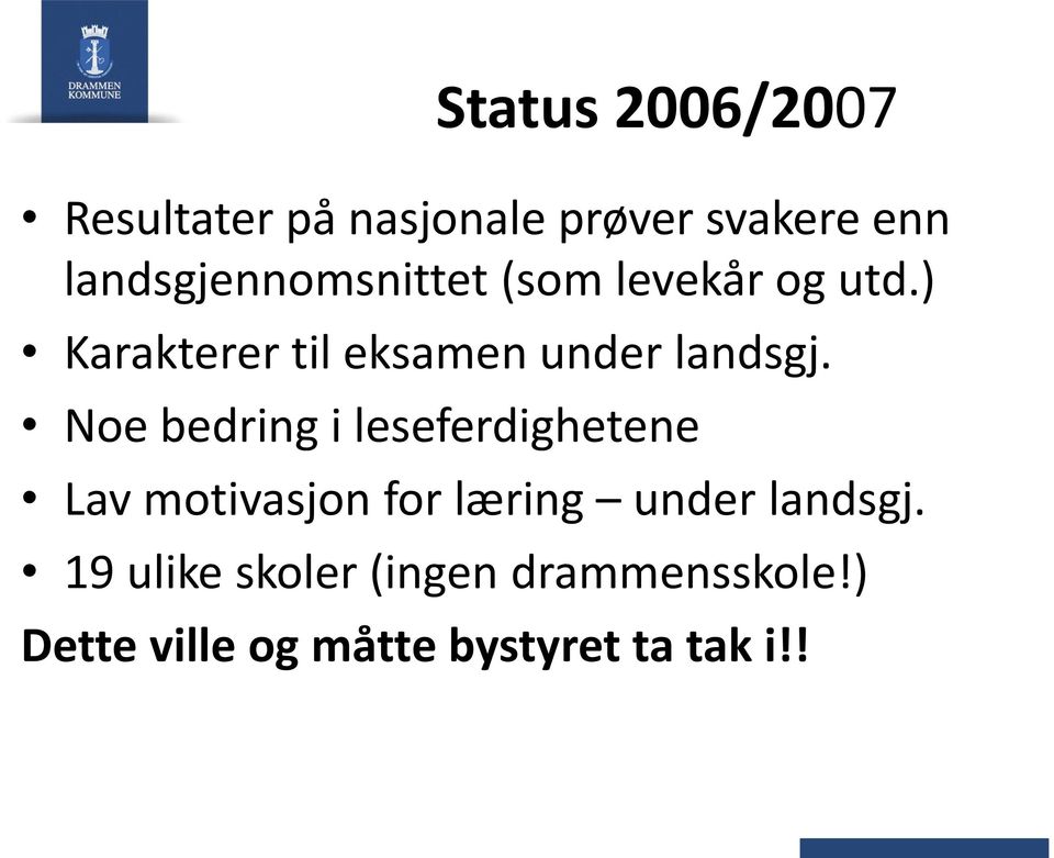 ) Karakterer til eksamen under landsgj.