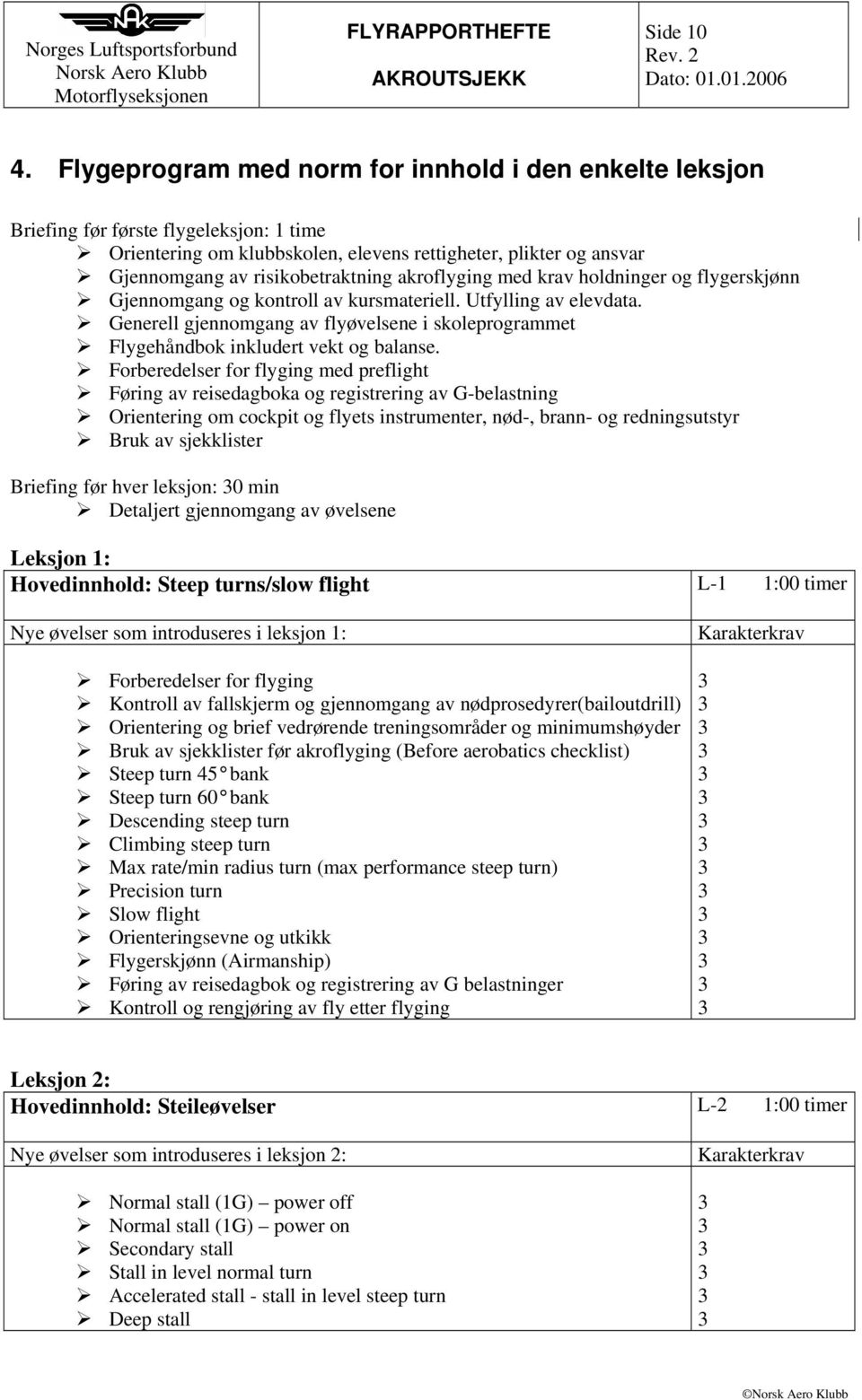 akroflyging med krav holdninger og flygerskjønn Gjennomgang og kontroll av kursmateriell. Utfylling av elevdata.