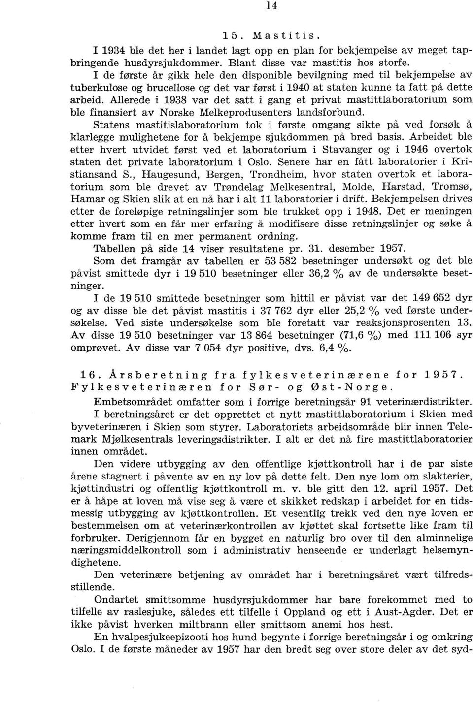 Allerede i 98 var det satt i gang et privat mastittlaboratorium som ble finansiert av Norske Melkeprodusenters landsforbund.